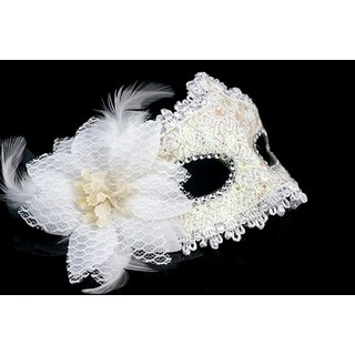 發光派對屋 高檔皮革亮面舞會面具 (白色), 1個