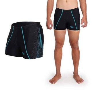 Speedo 四角泳褲 Logo Panel 黑-水藍 809255A317 零碼28