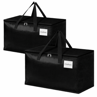 하루꿈 대용량 이사박스 이사가방 다용도 정리 파우치 이불 의류 수납 정리함 접이식 방수, 블랙, 2개