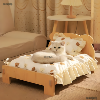 친환경 원목 고양이 침대 해먹 강아지침대 + 시트세트, 1세트