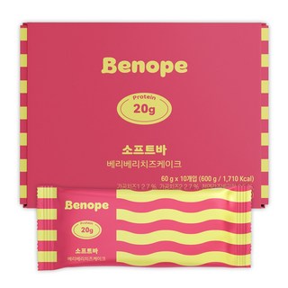 베노프 단백질바 소프트바 베리베리치즈케이크 10개입, 600g, 1세트