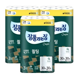 잘풀리는 집 퀄팅 롤화장지, 30m, 30개입, 3개