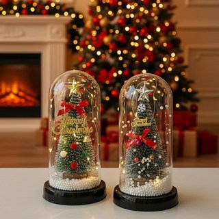 일상채움 크리스마스 미니 트리 무드등 선물 풀 세트 USB 배터리 호환, 1개, 실버