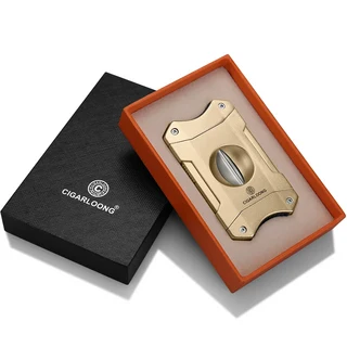 쿠쿠스토어 V컷 시가 홀더 날카로운 칼날 가위 금속 커터 기요틴 흡연 액세서리 선물 상자 포함 2 in 1, 03 Cigar Cutter 2