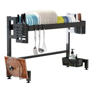 저렴한 주방 식기 건조대 싱크대 위 보관 접시 랙 금속, 01 검정색