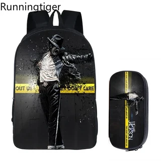 캐리어백팩 학생용 DIY 마이클 잭슨 인쇄 어린이 책가방 남녀공용 연필 케이스 포함 하라주쿠 2 개 세트, 01 17인치, 09 Model 7