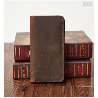 瘋馬皮長夾 防刮 多卡位 手拿包