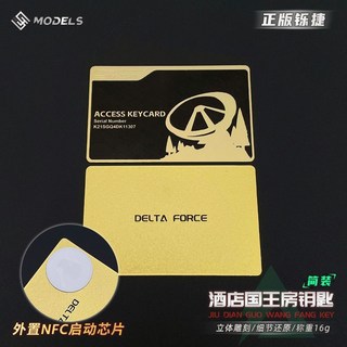三角洲行動 遊戲儲值卡 系列，金屬卡、鑰匙卡、金卡、黑卡、白卡、總裁卡, 1個, 酒店國王房+NFC貼片