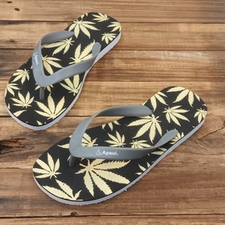 【APAUL 雅鉑】32316 橡膠耳帶拖鞋 彈性橡膠拖鞋 麻葉人字橡膠拖, 灰/黑,29