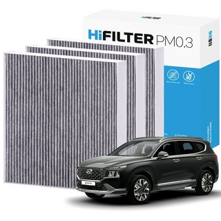 2+1 하이필터 PM 0.3 활성탄 자동차 에어컨 필터 현대, 3개, 더 뉴 싼타페 TM (4세대,PE) HI-L112