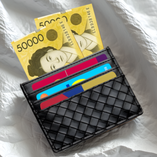 온리온라인 남성 그리드 가죽 슬림 카드지갑 7포켓