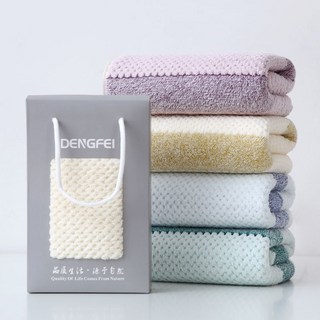 加厚毛巾禮盒裝柔軟吸水禮品毛巾，公司定製LOGO刺繡字結婚回禮, 1個, 1條裝中國結顏色隨機