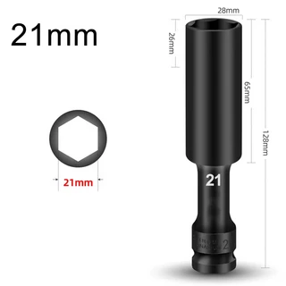 1/2인치 128mm 공압 공구용 드라이브 소켓 렌치 육각 헤드 8mm-24mm 어댑터 스패너 컨버터, 02 21mm