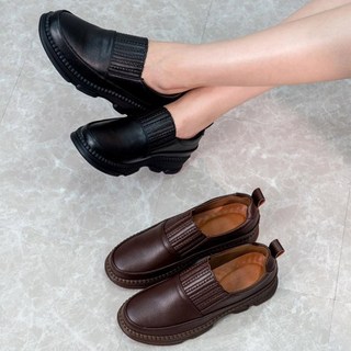 슈핑 로퍼 단화 가죽 키높이 캐주얼 스판 니트 컴포트 효도화 4CM