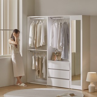 (10만원 즉시할인) 홈리 심플리 화이트 드레스룸 시스템 행거 옷장 시스템장 가구 인테리어 아파트 옷방 안방 수납장 맞춤, 단품구성(화이트)