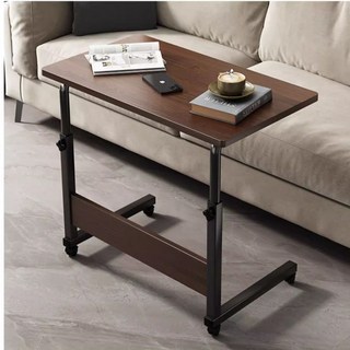 牀邊桌可移動升降桌宿舍臥室學生書桌簡易升降懶人電腦桌小桌子, 黑胡桃60*40:簡易款木撐