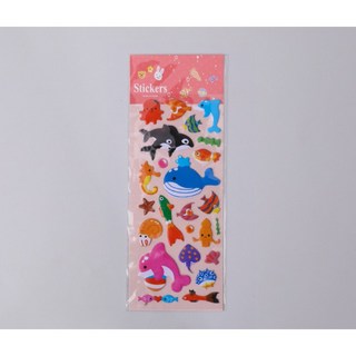 萱寶媽咪baby童裝館 聖誕節泡泡貼3D立體水晶寶石貼紙，閃亮燙金鑽石裝飾，多款動物交通工具造型泡綿立體貼紙, 017海底世界泡泡貼