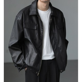 스타일닥터 남성 자켓 코트 레더 비즈니스 캐주얼 봄가을 아우터 빈티지 오버핏 가죽