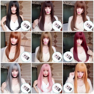 公主切整頂假髮 空氣劉海 假髮女 wig 仿真 長假髮 黑長直假髮, 1個