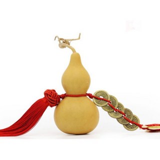 洋洋小品 天然葫蘆五帝錢吊飾 居家風水招財汽車掛飾 新居開幕送禮年節吉祥物, 1個