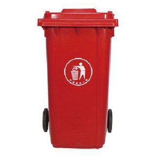 歐盟認證 120公升 附輪垃圾分類桶 資源回收桶 ERB-120 道路清潔箱 塑膠拖桶, 紅色, 1個