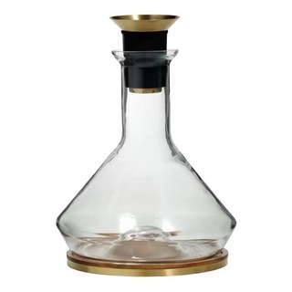 醒酒器，透明玻璃紅酒醒酒器，金色底座濾網，快速醒酒提升紅酒風味, 1套, 2000ml