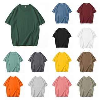夏季薄款精梳棉短袖 素色上衣 男女T恤 13色經典圓領素T【M-5XL】多色可供選擇 素T 白T 短袖t恤團體服 工作服, 豆綠色,4XL