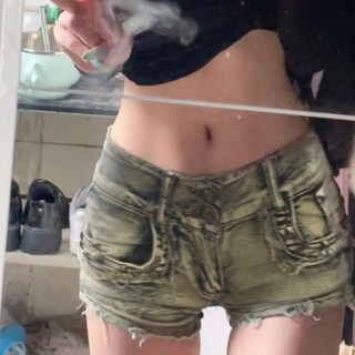 夢欲 辣妹召喚!! y2k 美式性感低腰牛仔短褲，超短顯瘦熱褲