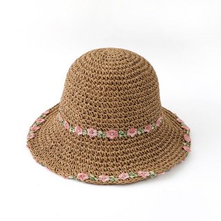 ScottyBear 那隻熊 夏日花朵遮陽帽 大草帽 小粉花環 漁夫帽 防曬草編帽 女帽 CM362