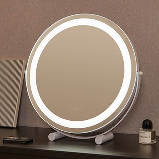 LED化妝鏡 智能觸控補光鏡 三色調光旋轉梳妝鏡, 雅典白,50cm直徑【充電款/360度旋轉】