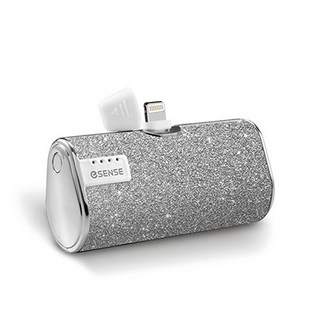 eSense 逸盛 Type-C直插行動電源 5000mAh PD20W 95g迷你支架款, [Lightning接口]水鑽銀 (無支架) 5000mAh, 37-ATC500