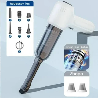 에어건청소기 차량용 무선 진공 핸디 강력 미니 자동차 가정용 차량용 무선 진공 청소기 휴대용 진공 펌프, 05 White 2HEPA