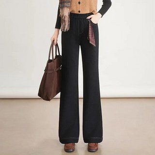 여자청바지 와이드 기모 데님 통바지 오피스룩 머메이드 겨울 롱 하이웨이스트 부츠컷 원템4