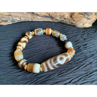 畫意坊 瑪瑙九眼天珠虎牙一線天藥師玫瑰石三眼手鍊 招財轉運護身符手串