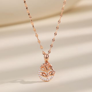 TQueen 여성 14k 도금 브랜드 디자인 장미 펜던트 목걸이 선물목걸이