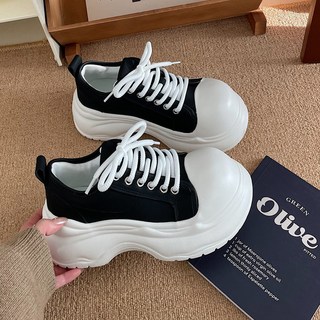 圓頭厚底小白鞋 韓版百搭休閒運動板鞋