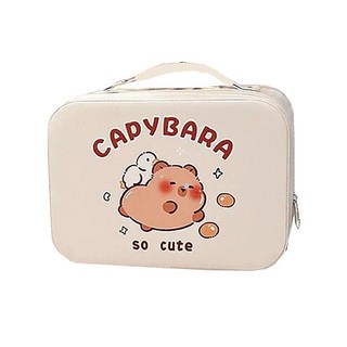 兒童卡通手提化妝箱 可愛玩具收納箱 輕便手提旅行箱 玩具收納箱, 米白色, 1個