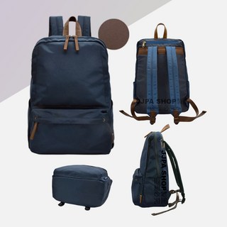 日系輕便防潑水筆電後背包 15吋筆電適用 旅遊通勤雙肩包 棕黛藍, 日系-棕黛藍, 1個