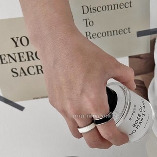 LITTLE THINGS STUDIOS 鈦鋼戒指 情侶對戒 簡約黑白雙色 滴釉設計 焦慮戒指 SR048