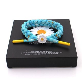 嚴選好貨 GD衕款Bigbang權誌龍小雛菊編織素色圓環百搭男女硅膠手環繩手鏈 Q0AS