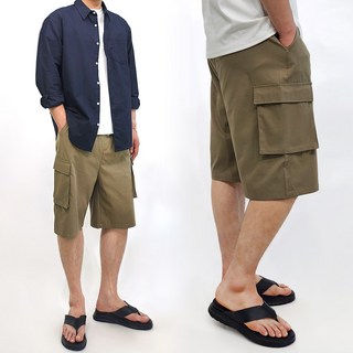 디알엠 남성 카고 와이드 밴딩 6부 반바지 팬츠