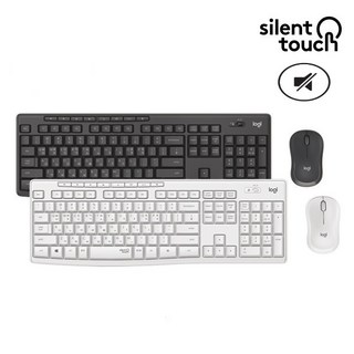 로지텍 무선 키보드+마우스 세트 콤보 무소음 사이런트 스터디카페 무선키보드 마우스 셋트 한글각인 정품 키보드 보호 실리콘 키스킨제공, 화이트, 단일모델, 일반형