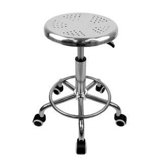 ll 不銹鋼防靜電旋轉吧台椅，加厚升降高腳凳，實驗室美容美髮專用, 透氣孔面滑輪款升降60-80cm, 1個