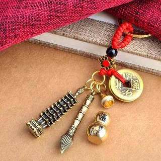 文曲文昌塔掛件文昌筆金榜題名鑰匙扣五帝錢學生書包掛飾考試禮物4116OQU