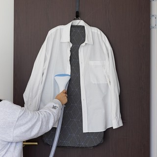 메이크마인 핸드스팀 다리미 옷걸이 거치대 폴더 다림질매트 + 도어 후크, 차콜 어반 그리드