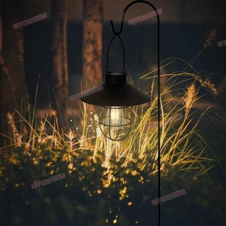 臺南出貨 太陽能LED吊燈 自動開/關戶外歐式複古燈宮燈 防水庭院燈 齋月裝飾氣氛燈 手提燈 草坪燈 太陽能燈燈籠, 黑色+牧羊鉤,太陽能庭院燈, 黑色