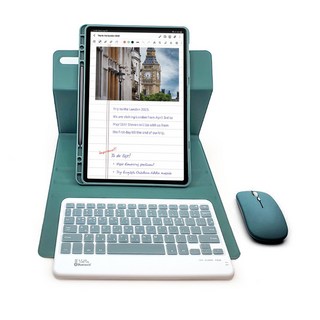 갤럭시탭 S10 FE 플러스 13.1 호환 콤비회전 S펜수납 블루투스 케이스 키보드 마우스 패키지, 아보카도, 1개