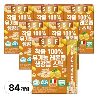 착즙 100% 유기농 레몬즙 생강즙 스틱, 210g, 6개