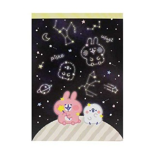 卡娜赫拉的小動物 卡娜赫拉 粉紅兔兔 P助 方型便條紙(中) 便條紙 辦公文具 文具, 1個, 星空