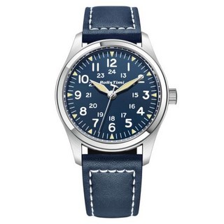 Rollstimi 남성용 밀리터리 파일럿 시계 럭셔리 레트로 쿼츠 시계 빛나는 방수 다기능 탑 브랜드 2023, 02 Blue